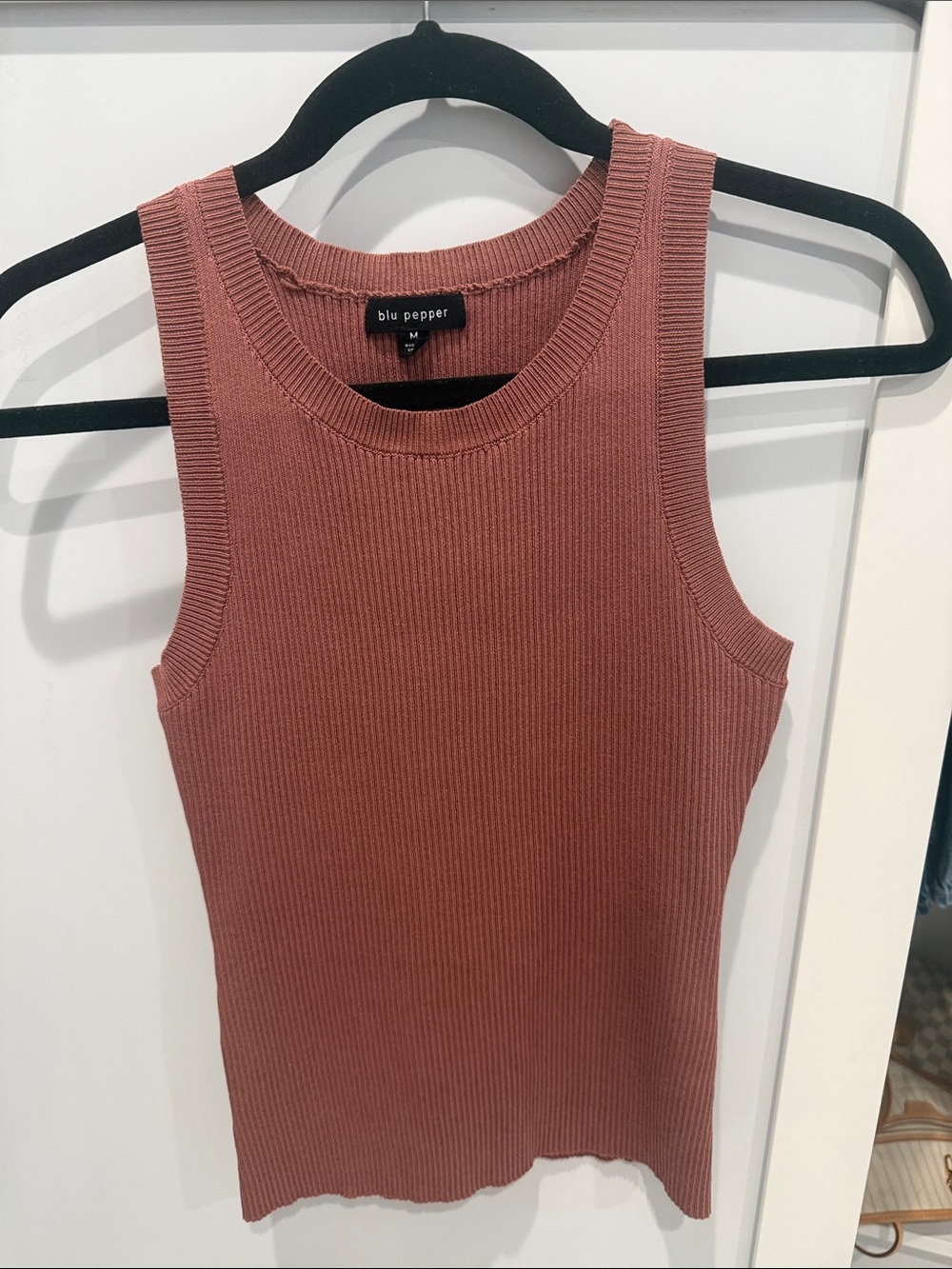Blu Pepper Ribbed Tank Top in Rosewood